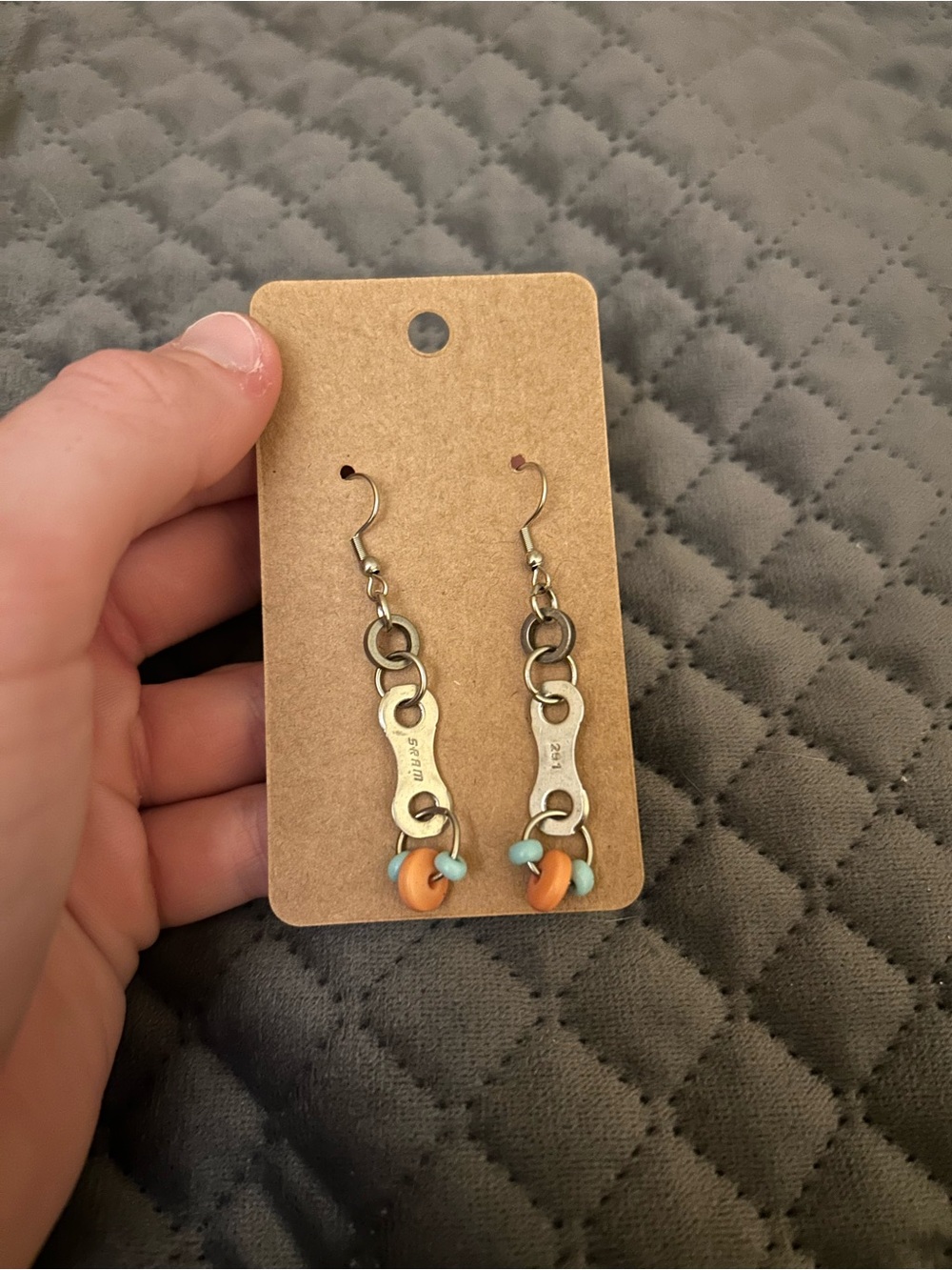 Handmade bicycle chain earrings